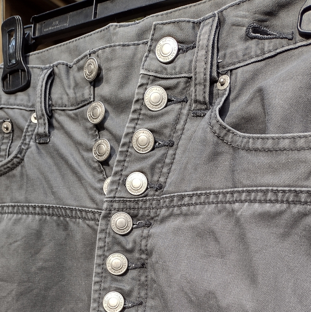 Gray Button-Fly Jeans - Picture 3 of 10